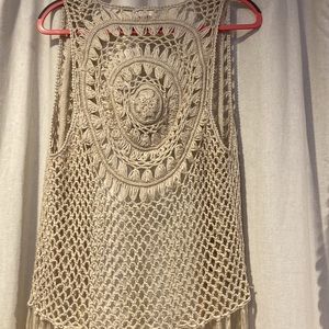 Knitted fringe vest
